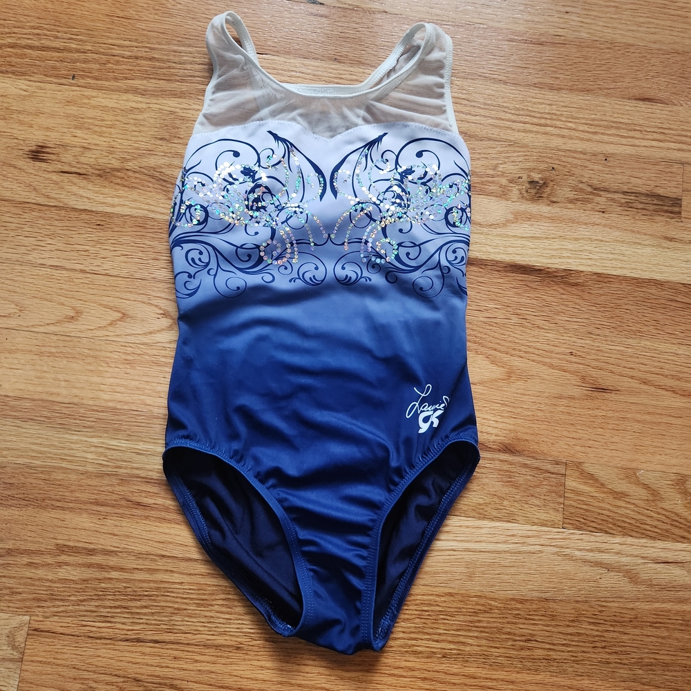 GK Blue and White Girls Gymnastics Leo